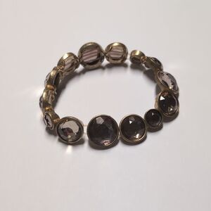 71 Vintage Gold with Light Pink Translucent‎ Faceted Stones Link Bracelet